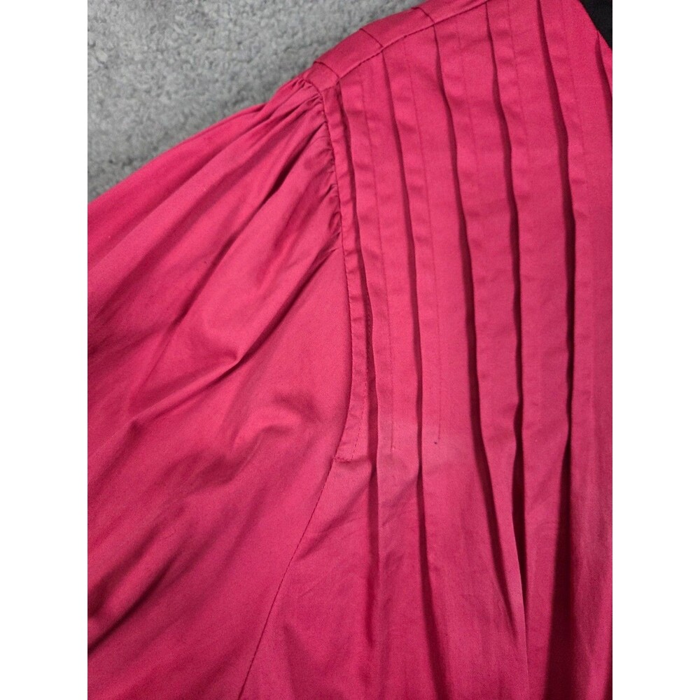Marc Jacobs Pintuck Shirt Dress Pink Black Pleated 14 High Neck Ruffle Tunic LS - Picture 8 of 11